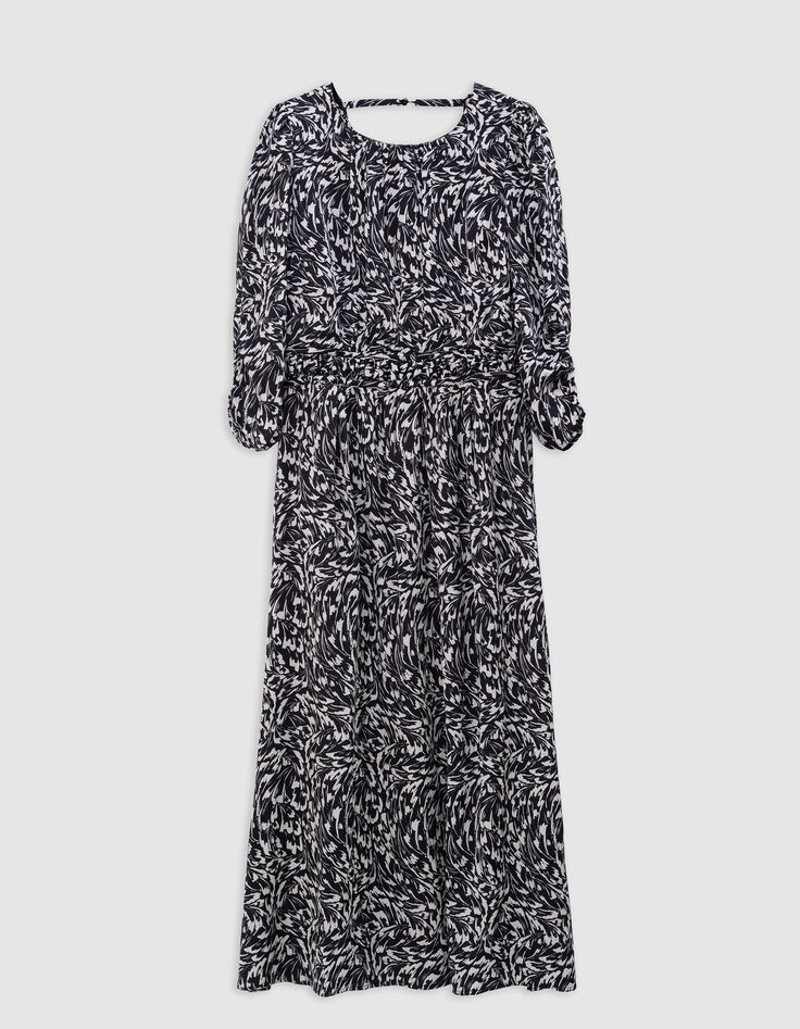 Zwarte maxi jurk LENZING&trade; ECOVERO&trade; minimale bloemenprint Dames-6