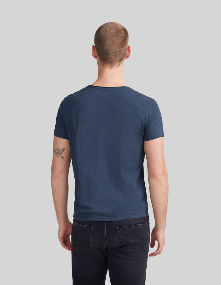 Men’s petrol organic cotton Essential round-neck T-shirt - IKKS