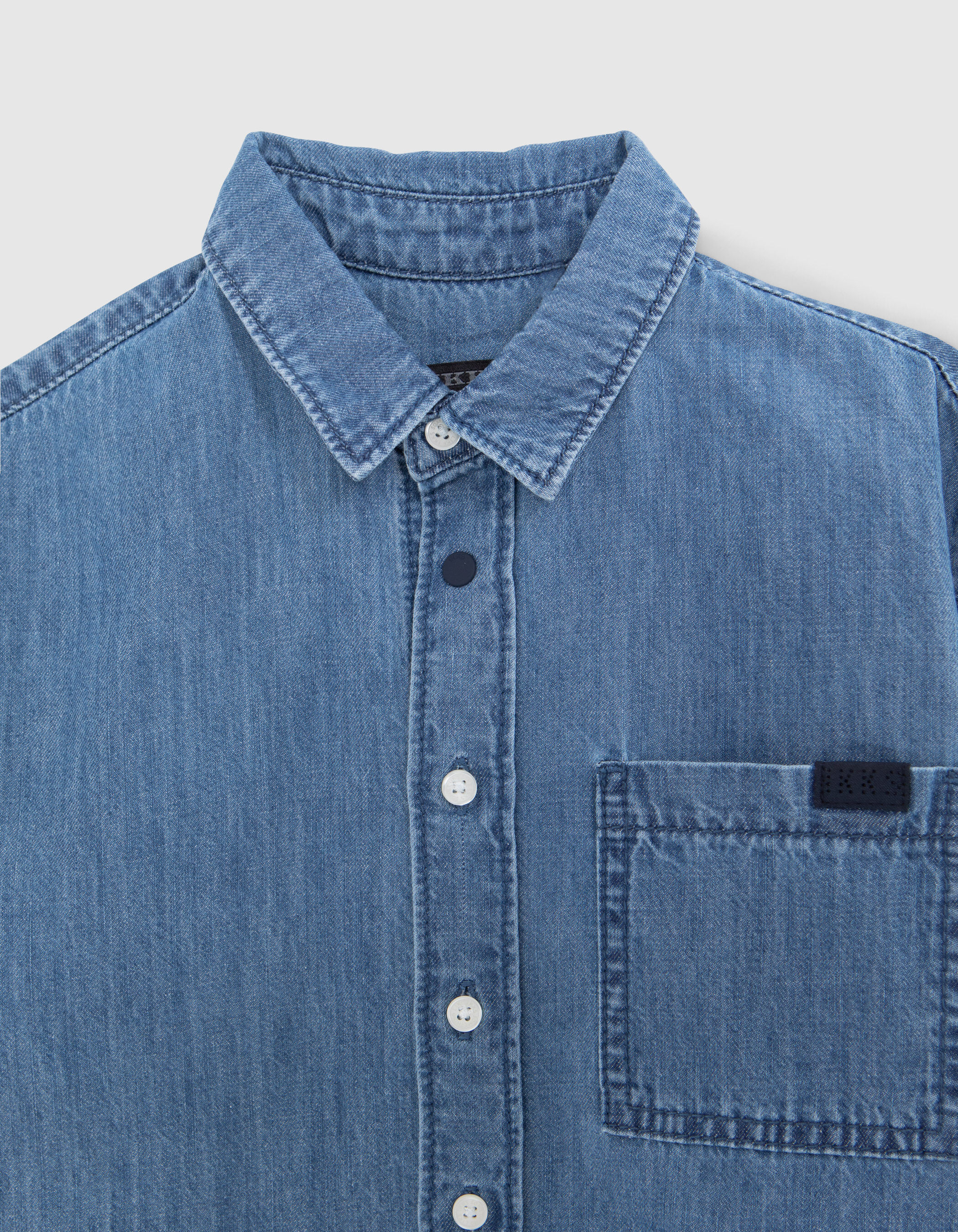 Chemise en jean bleu waterless message dos garcon IKKS