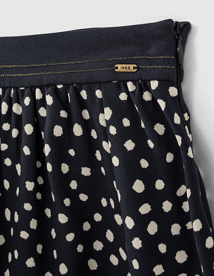 Falda navy estampado lunares y volante niña-6