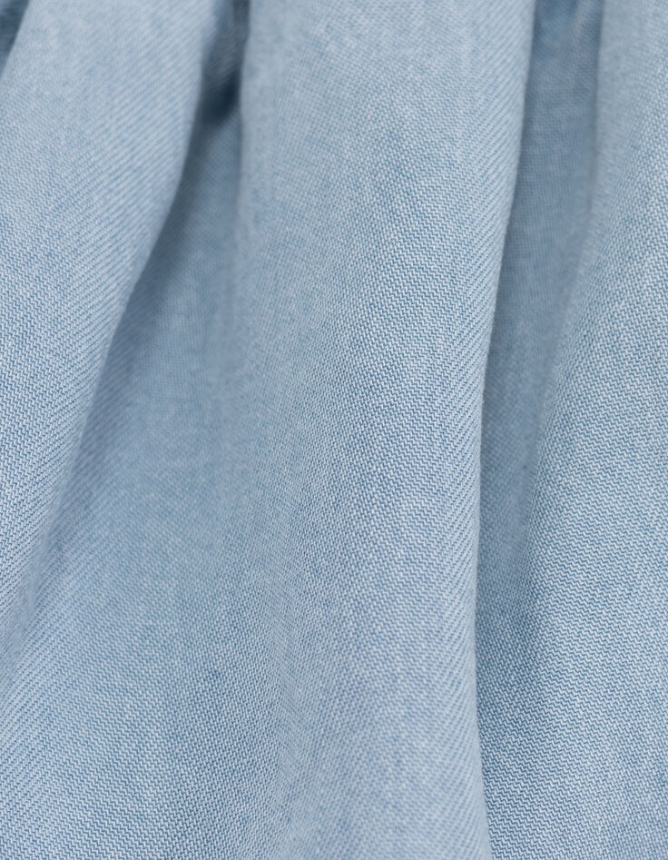 Robe en jean bleue smockée bretelle asymétrique fille-8