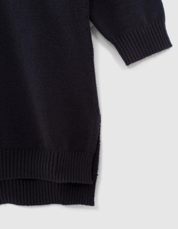 Vestido jersey navy oscuro de punto con cuello vuelto ni&ntilde;a-4