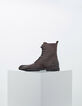 Boots à lacet marron foncé en cuir Homme-1