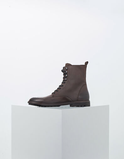 Boots à lacet marron foncé en cuir Homme - IKKS