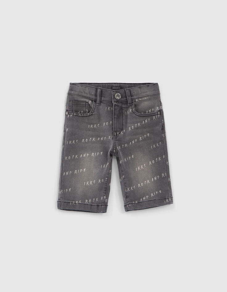 Graue Jungenjeansbermudas mit Print-1