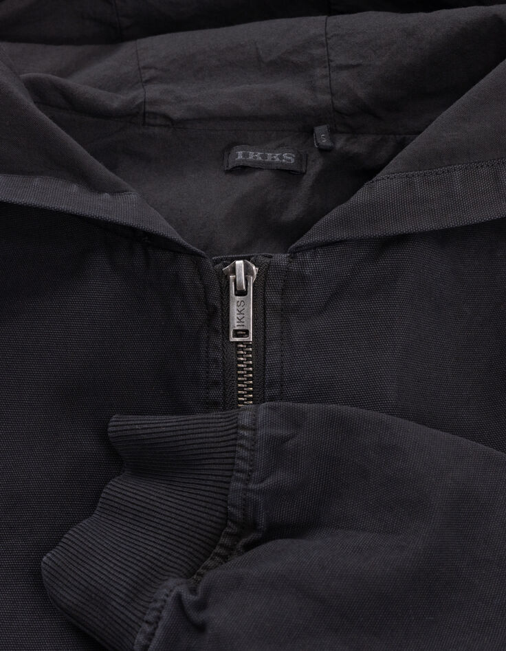 Blouson noir à capuche fille-9