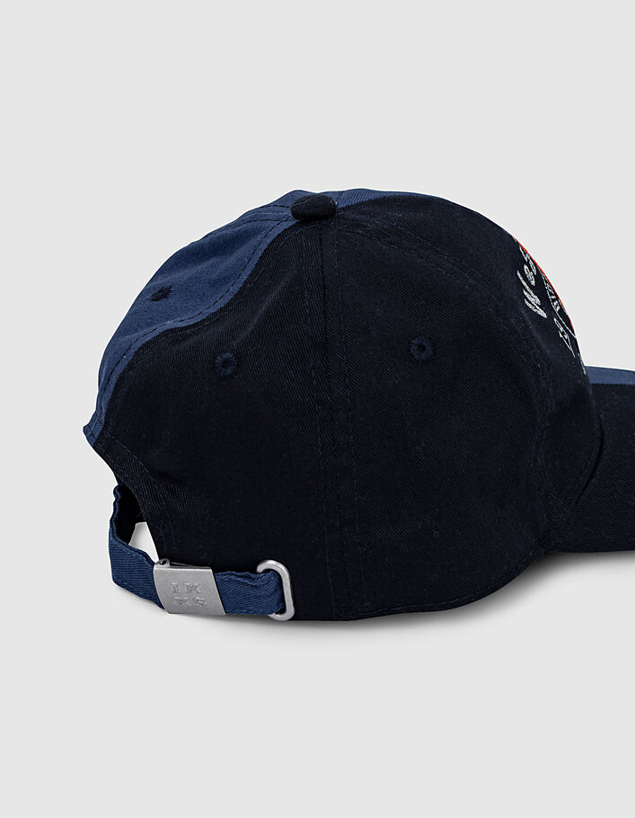 Boys’ navy and black print and letter badge cap  - IKKS