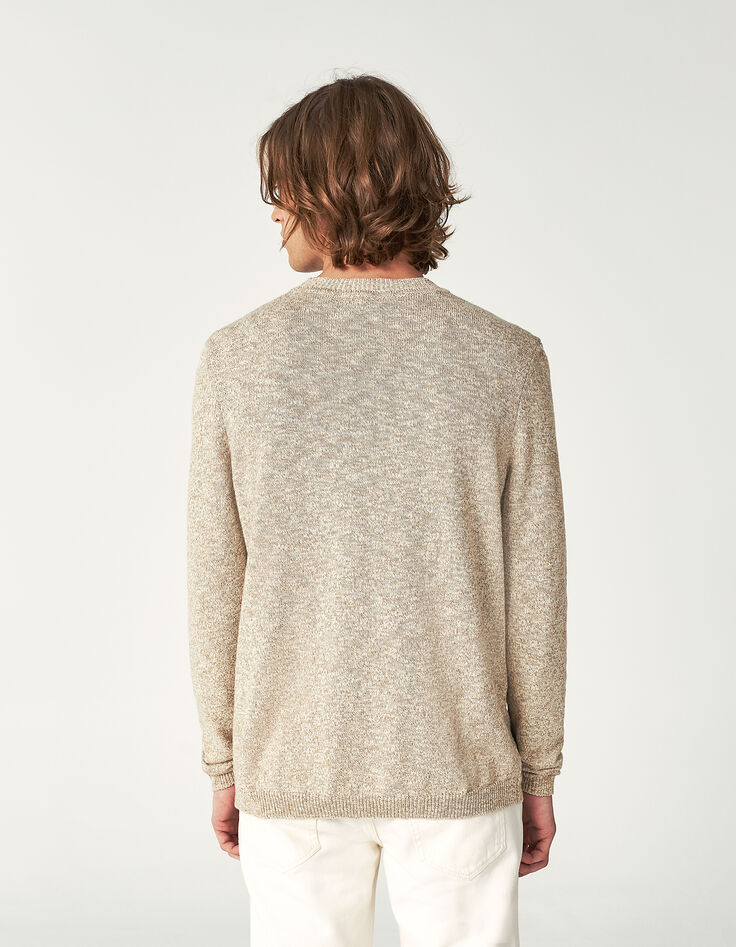 Pull lin tricot mouliné Homme-4