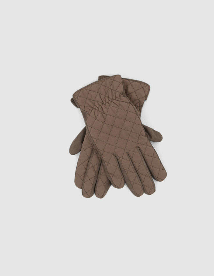 Guantes caqui acolchados bimaterial mujer-5