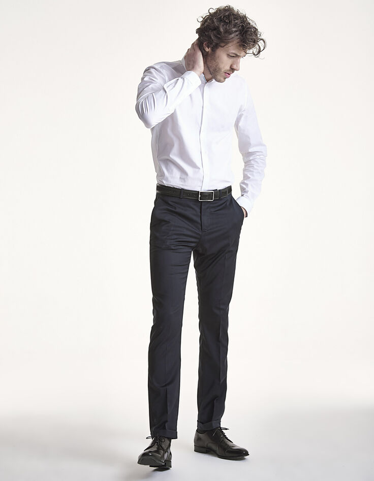 Pantalon marine &agrave; revers infroissable Homme-5