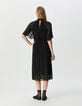 Vestido negro gasa plisada largo midi mujer-2 Vestido negro gasa plisada largo midi mujer-2