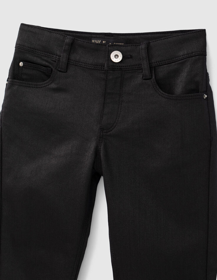 Zwarte gecoate skinny jeans meisjes-3