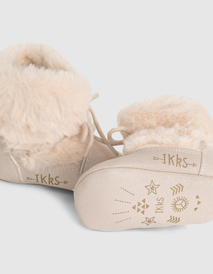 Baby girls’ ecru fur-lined lace-up boots - IKKS