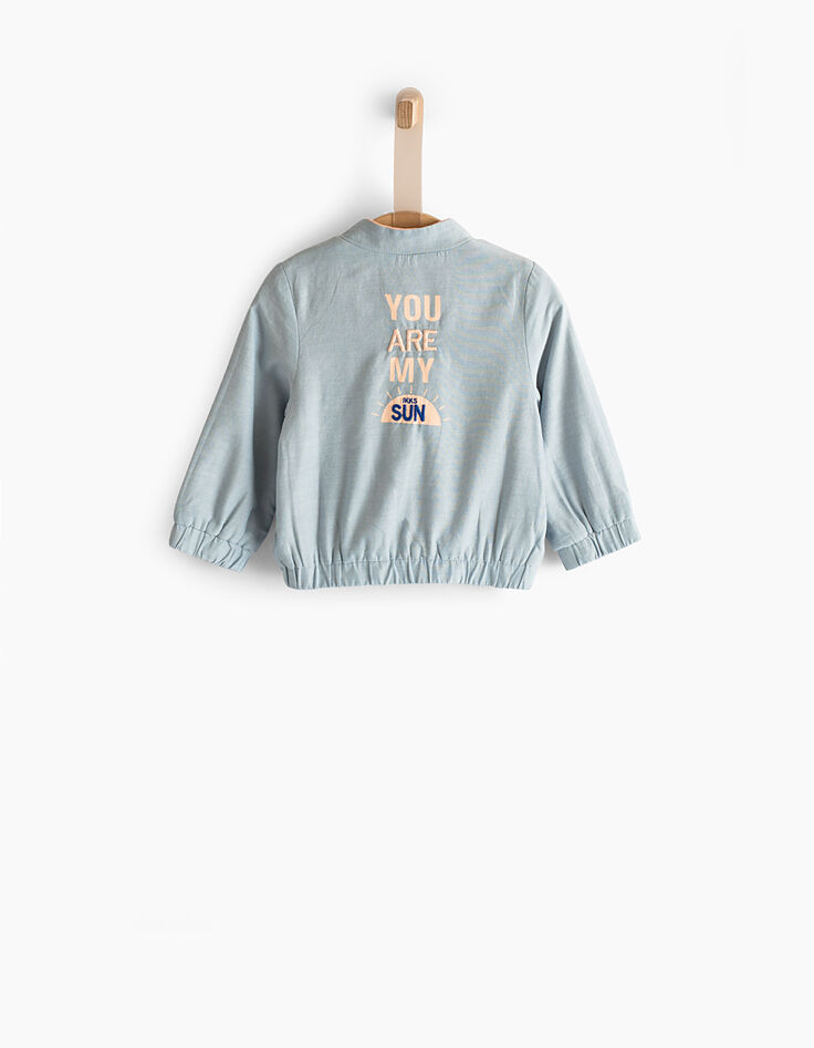 Baby girls’ bleach blue+pink reversible cardigan-3 Baby girls’ bleach blue+pink reversible cardigan-3
