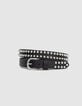 Women’s black all-over studded leather jeans belt-1