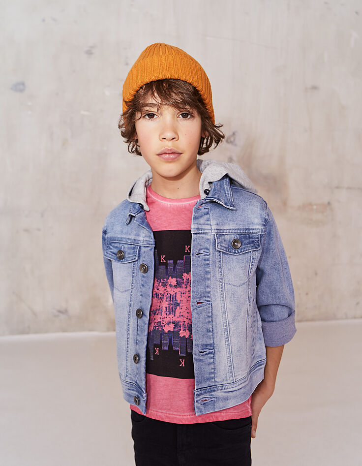 Jungen-Jeansjacke mit Sweatkapuze-1