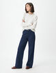 Chino large bleu marine coton Femme-1