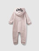 Baby’s light pink organic fabric hooded all-in-one-3