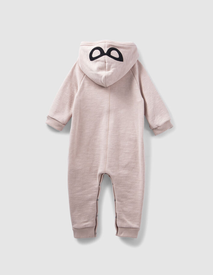 Baby’s light pink organic fabric hooded all-in-one - IKKS