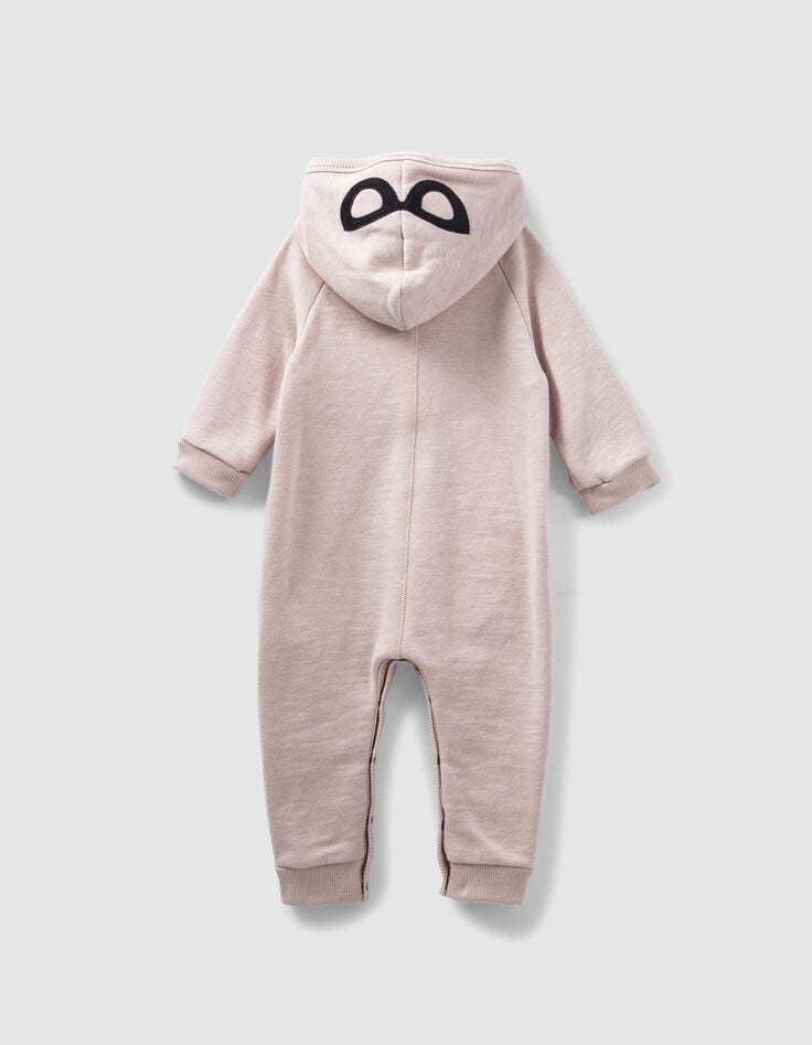 Baby’s light pink organic fabric hooded all-in-one-3