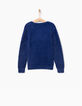 Pull bleu cœur brisé, maille duveteuse fille-4