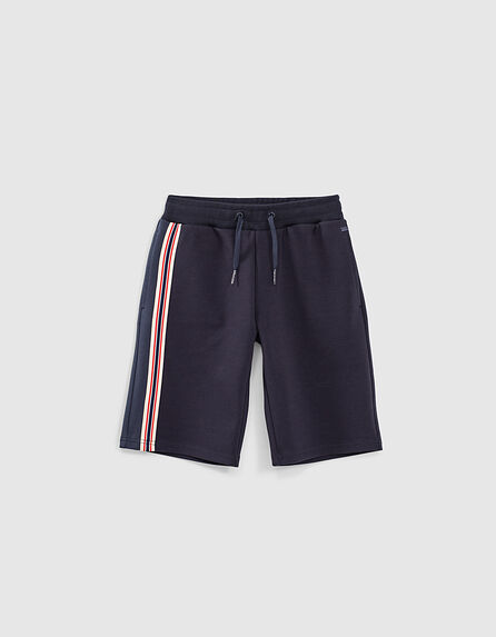 Boys’ navy Bermudas with ribbed side band