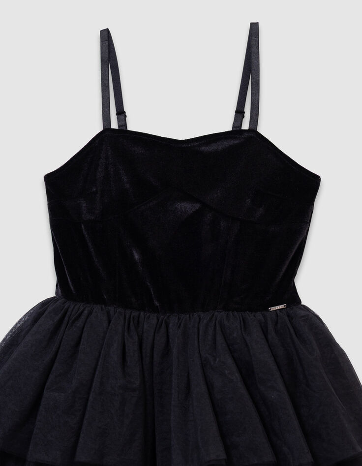 Robe bustier noire velours et tulle fille-3