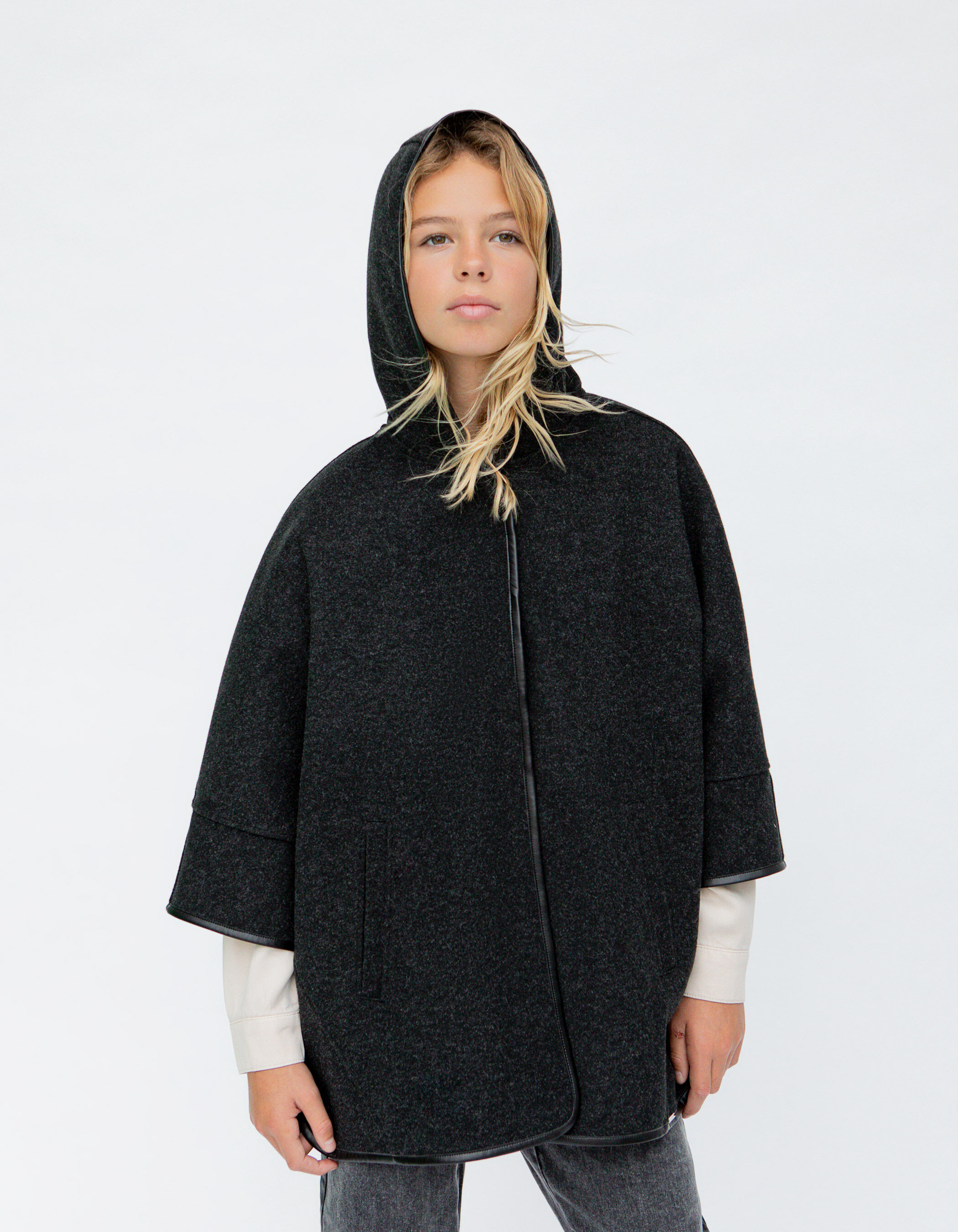 Grey cape coat shop