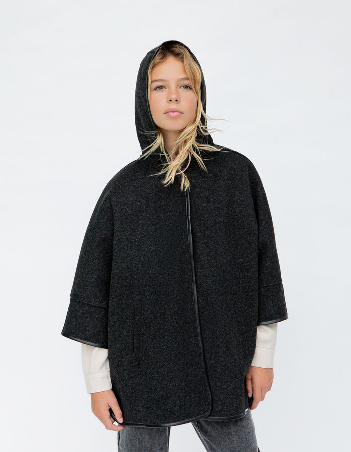 Girls’ grey hooded cape coat - IKKS