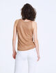 Débardeur camel encolure U en lin brillance foil femme-3