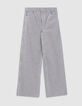 Witte jeans met wijde pijpen in krijtstreep Dames-6
