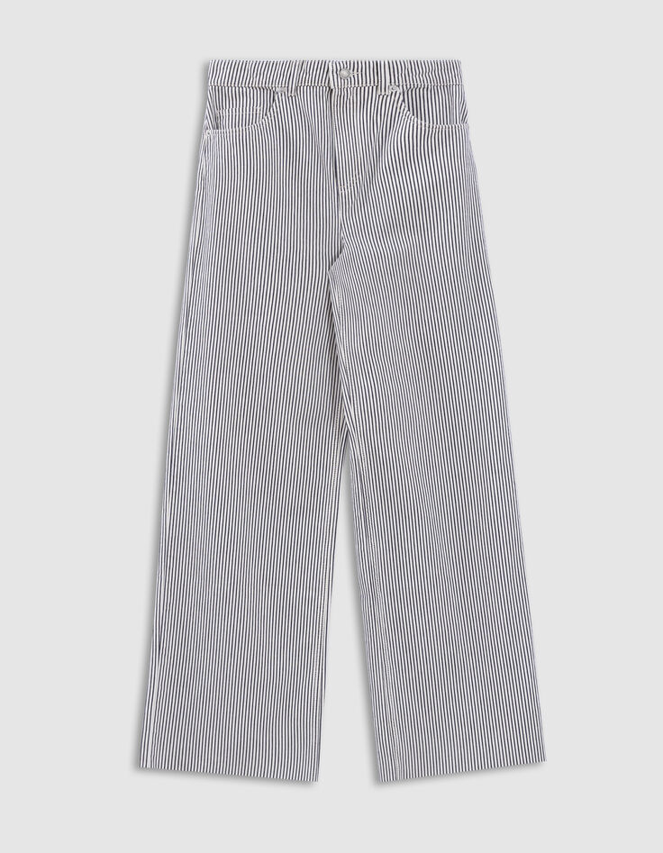 Witte jeans met wijde pijpen in krijtstreep Dames-6