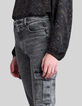 Women’s faded black flared jeans with cargo pockets-4