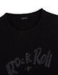 Pull noir tricot Intarsia message fille-2