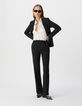 Pantalon de tailleur noir ajusté maille Milano Femme-2