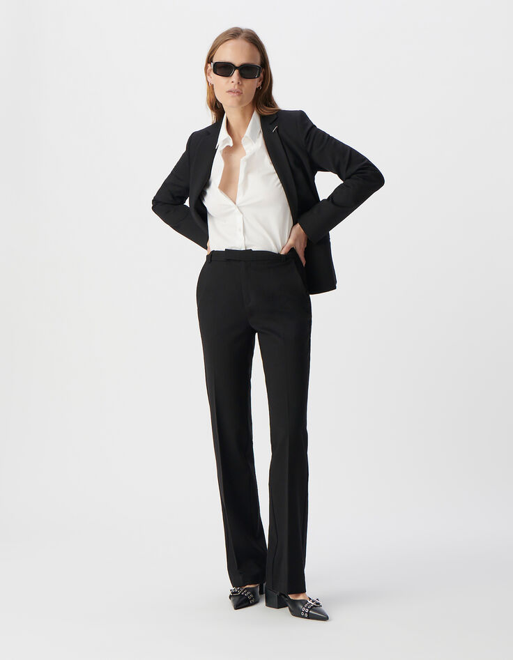 Pantalon de tailleur noir ajusté maille Milano Femme-2