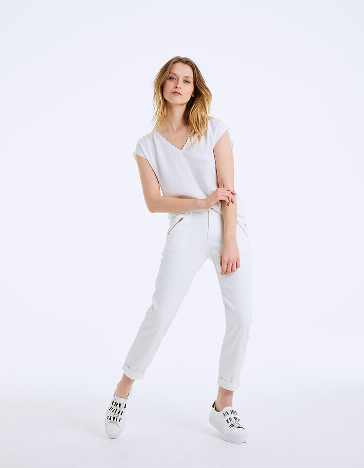 Top jacquard décolleté nœud dos femme-6