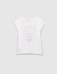 Girls' off-white Peace & Love flower organic T-shirt-4