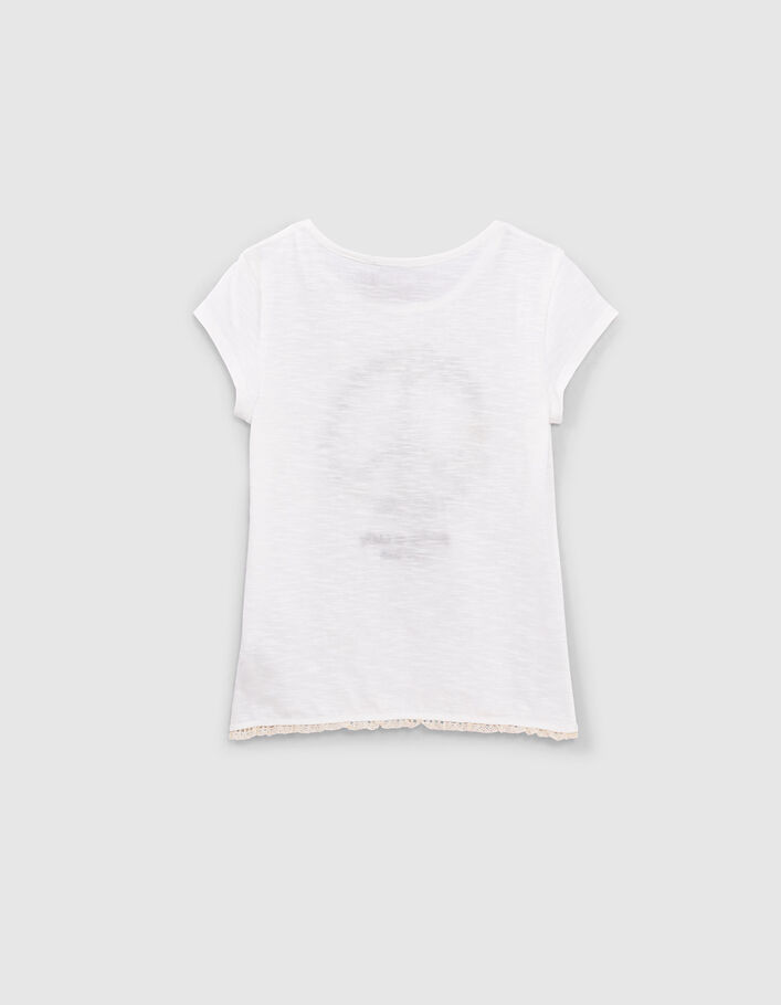 Cremeweißes Mädchen-T-Shirt, Bio, Peace and Love, Blumen - IKKS