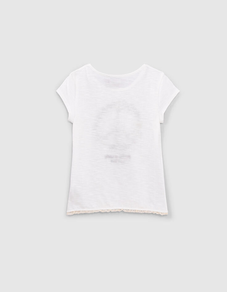 Girls' off-white Peace & Love flower organic T-shirt-4 Girls' off-white Peace & Love flower organic T-shirt-4