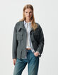Women’s grey flannel overshirt jacket-7