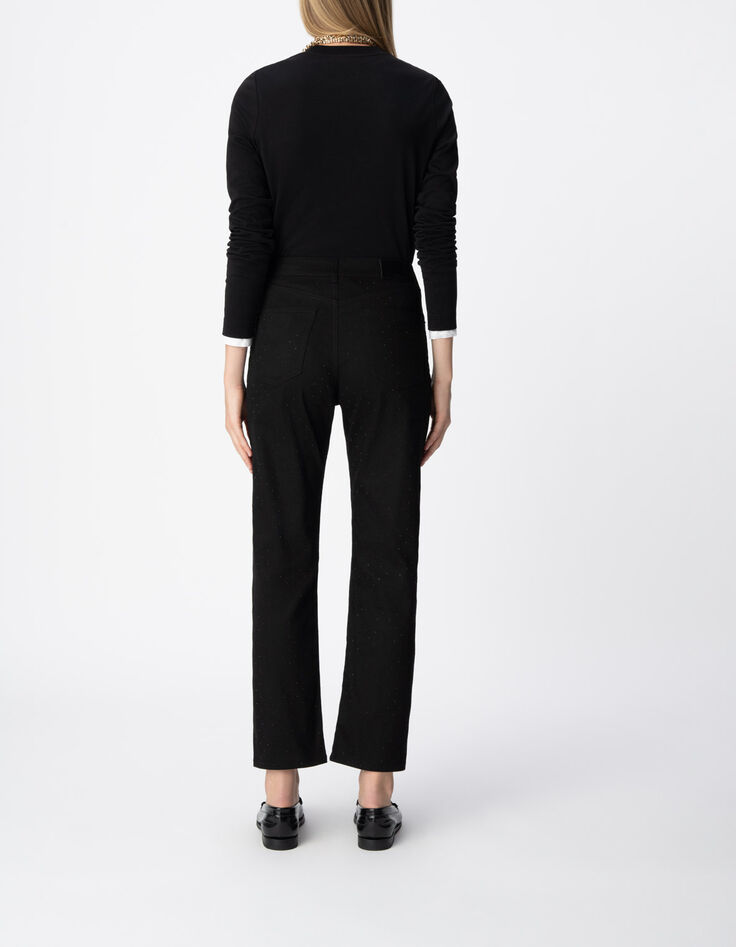 Jean slouchy noir d&eacute;cor strass Alice Femme-2