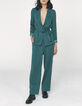 Veste tailleur en tencel émeraude avec ceinture femme-4