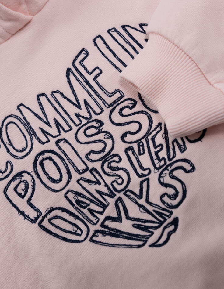 Sweat à capuche rose message brodé forme coeur fille-7
