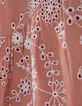 Girls’ old pink organic cotton dress, embroidered flowers-8