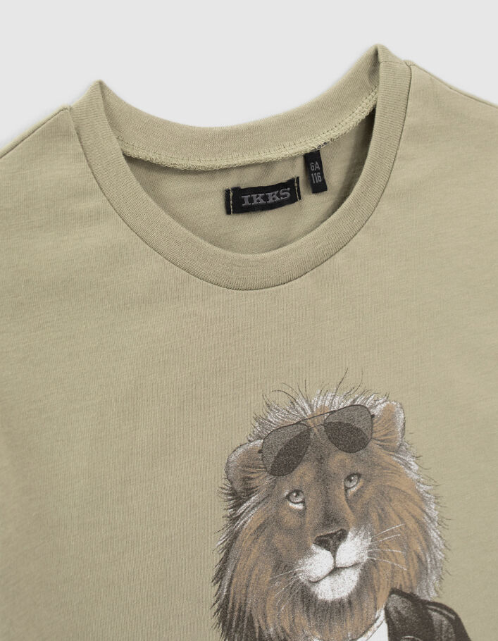 T-shirt kaki visuel lion en blouson garçon - IKKS