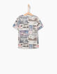 Tee-shirt gris chiné patchwork photos garçon -4