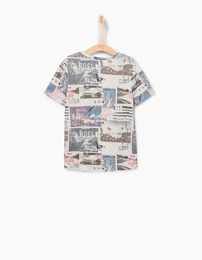 T-shirt grijs gechineerd patchwork, jongens  - IKKS