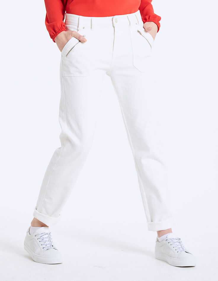 Relax cropped jeans, opgestikte ritszakken-2