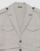 Women's beige sleeveless safari jacket-5